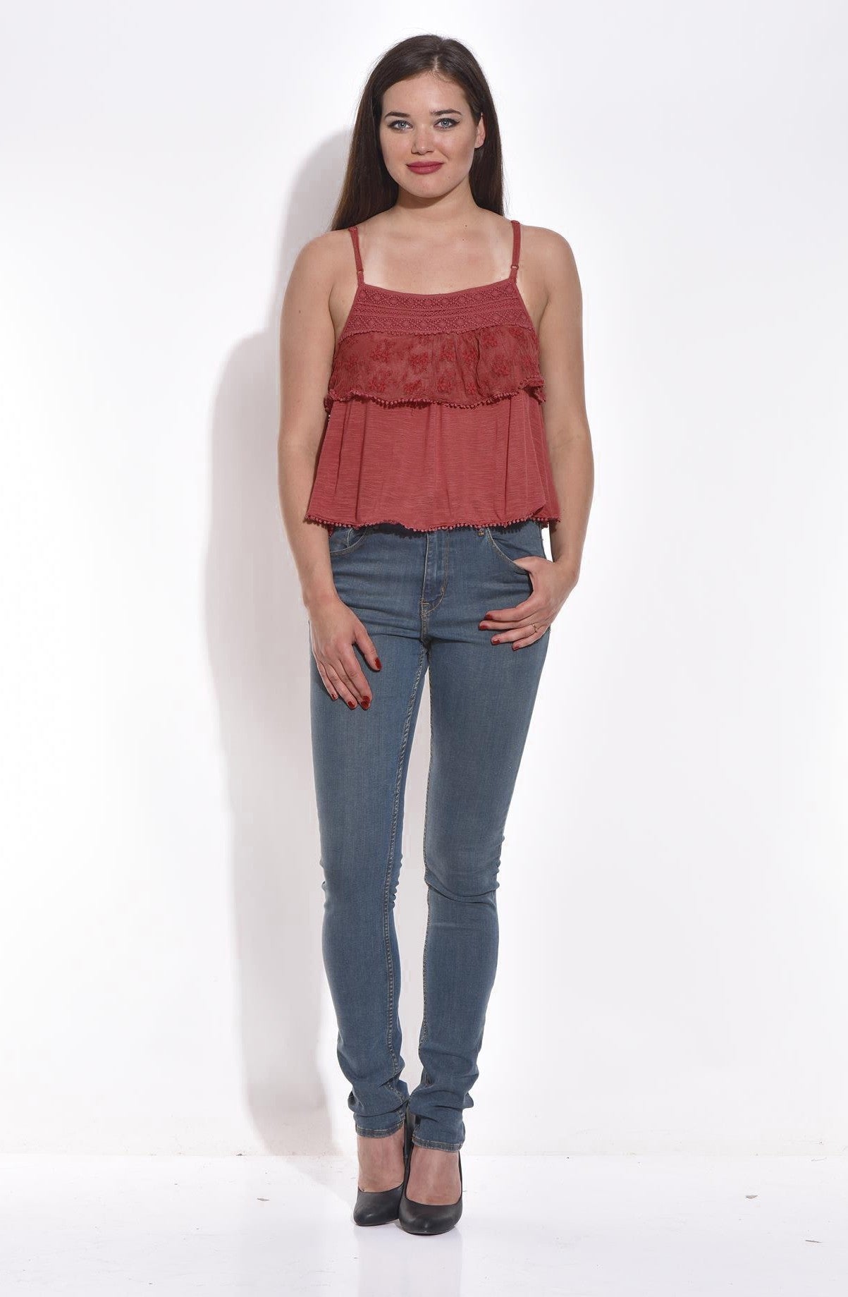 KOTTY Casual Sleeveless Solid Women Brown Top 