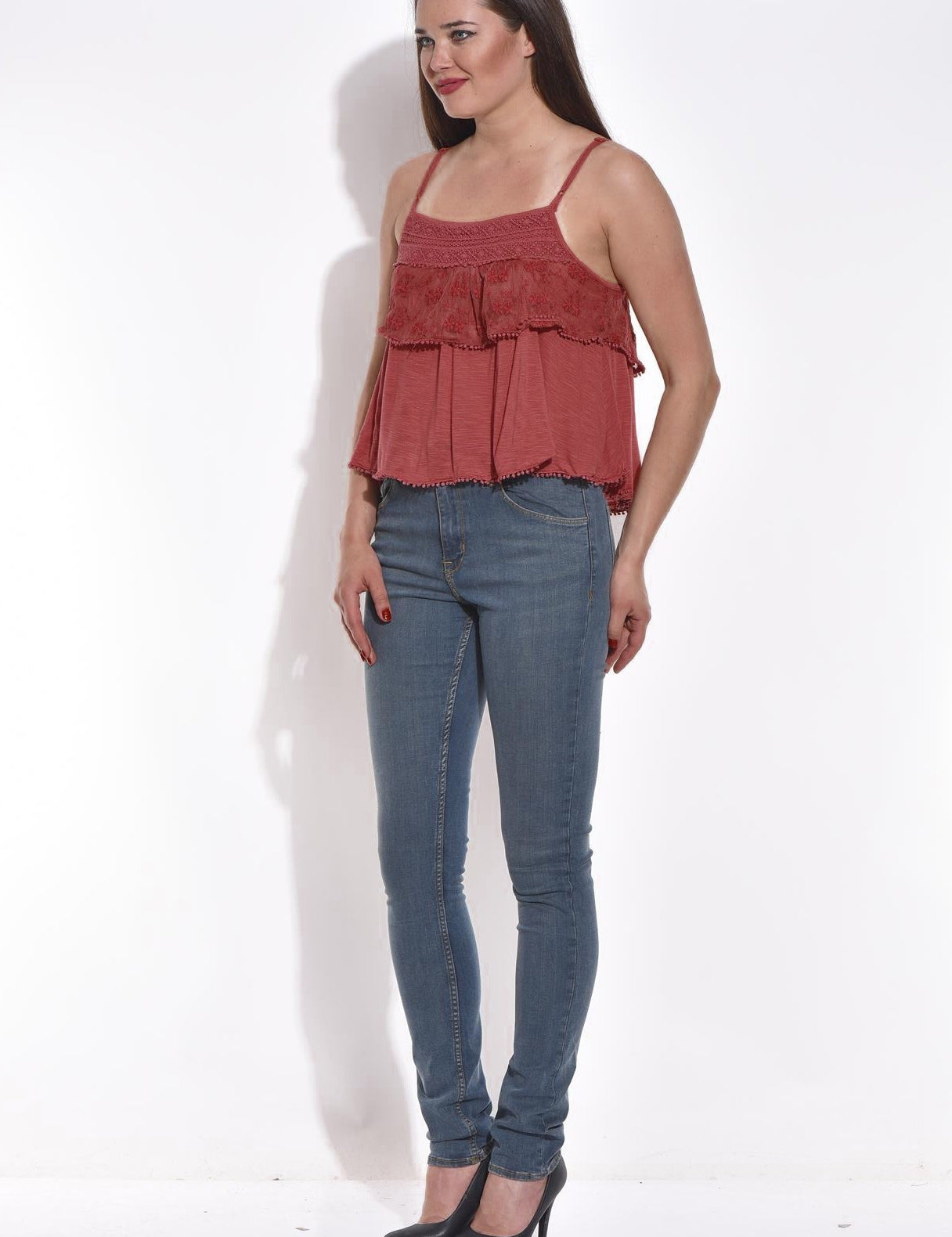 KOTTY Casual Sleeveless Solid Women Brown Top 