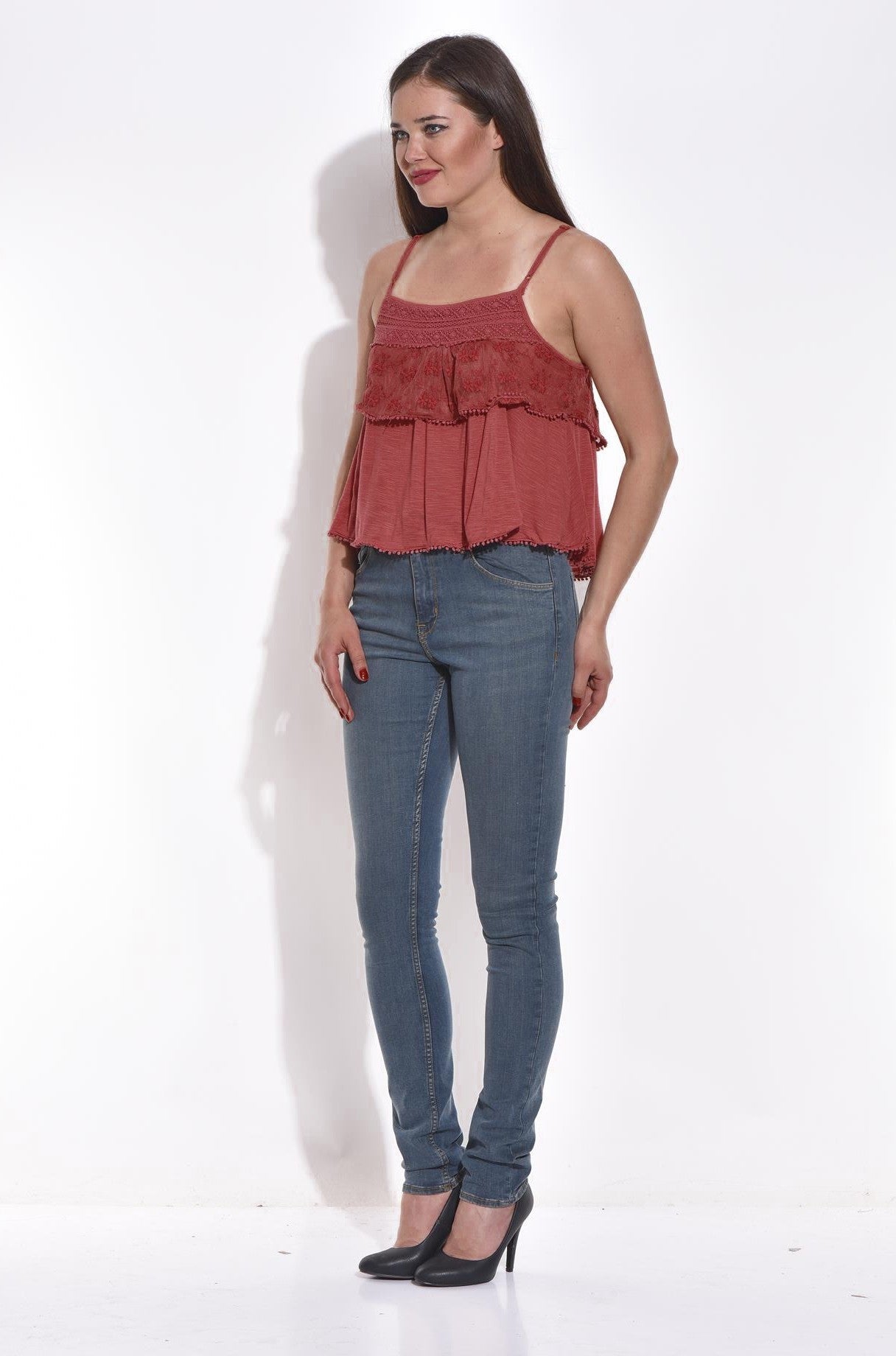 KOTTY Casual Sleeveless Solid Women Brown Top 