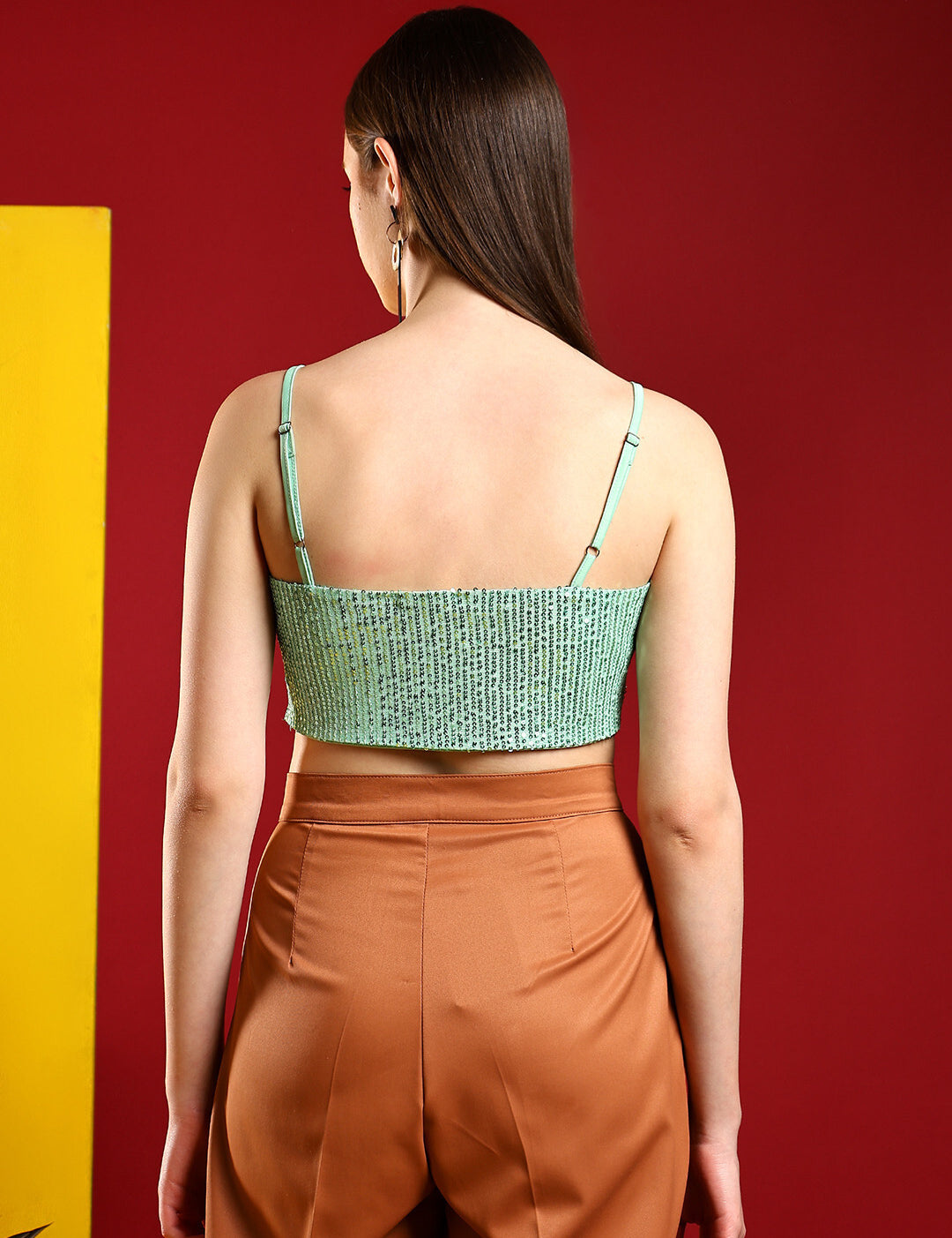 KOTTY Casual Embellished Women Green Top 
