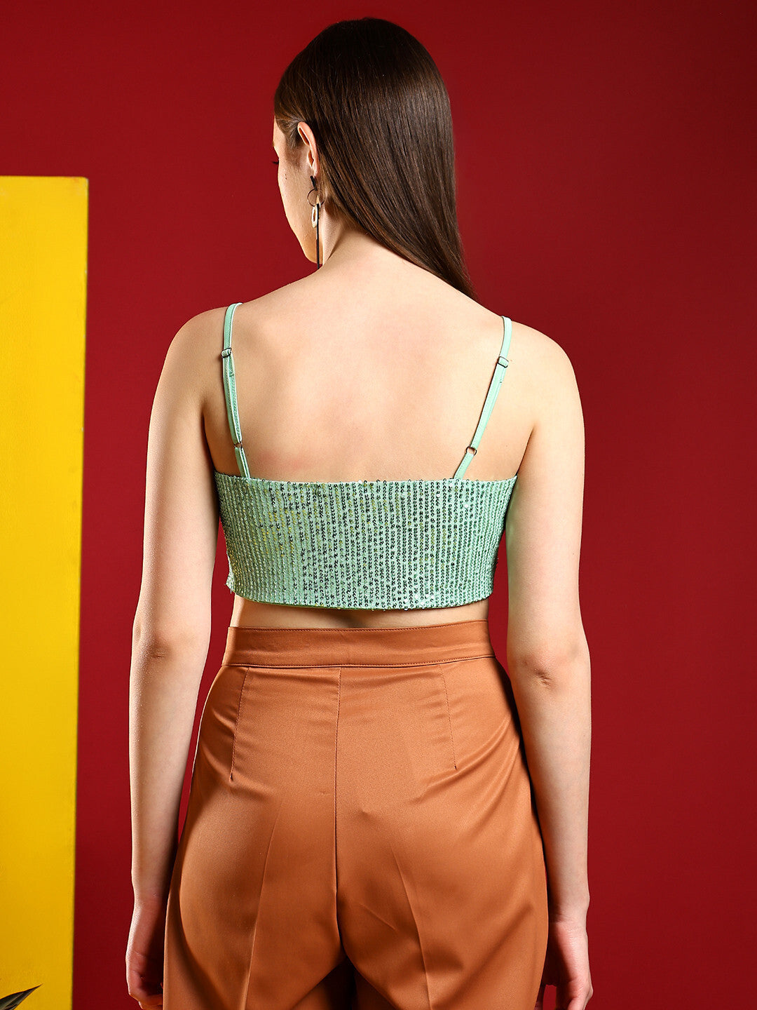 KOTTY Casual Embellished Women Green Top 