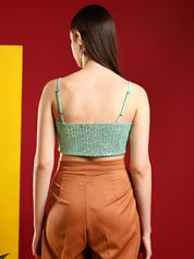 KOTTY Casual Embellished Women Green Top 