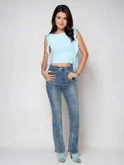 KOTTY Casual Solid Women Blue Top 
