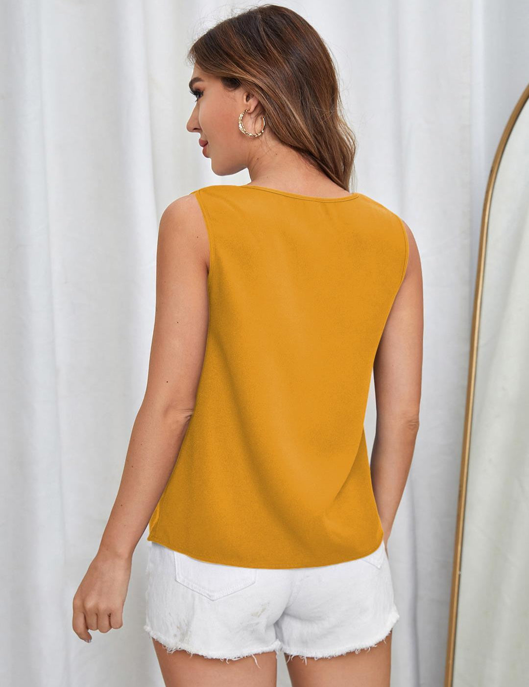 KOTTY Casual Solid Women Yellow Top 
