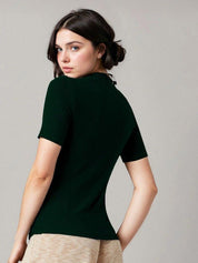 KOTTY Casual Solid Women Dark Green Top 