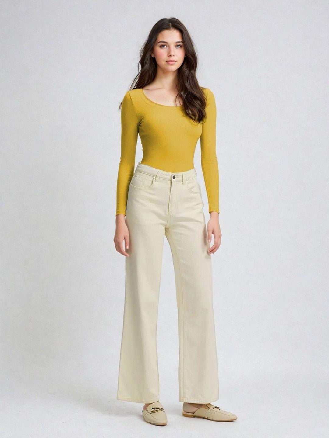 KOTTY Casual Solid Women Yellow Top 