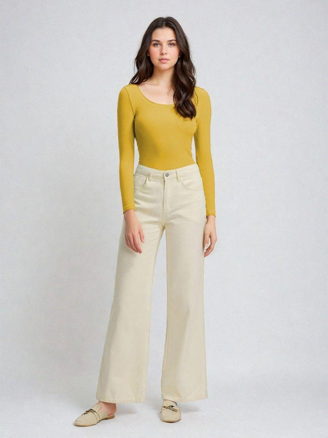 KOTTY Casual Solid Women Yellow Top 