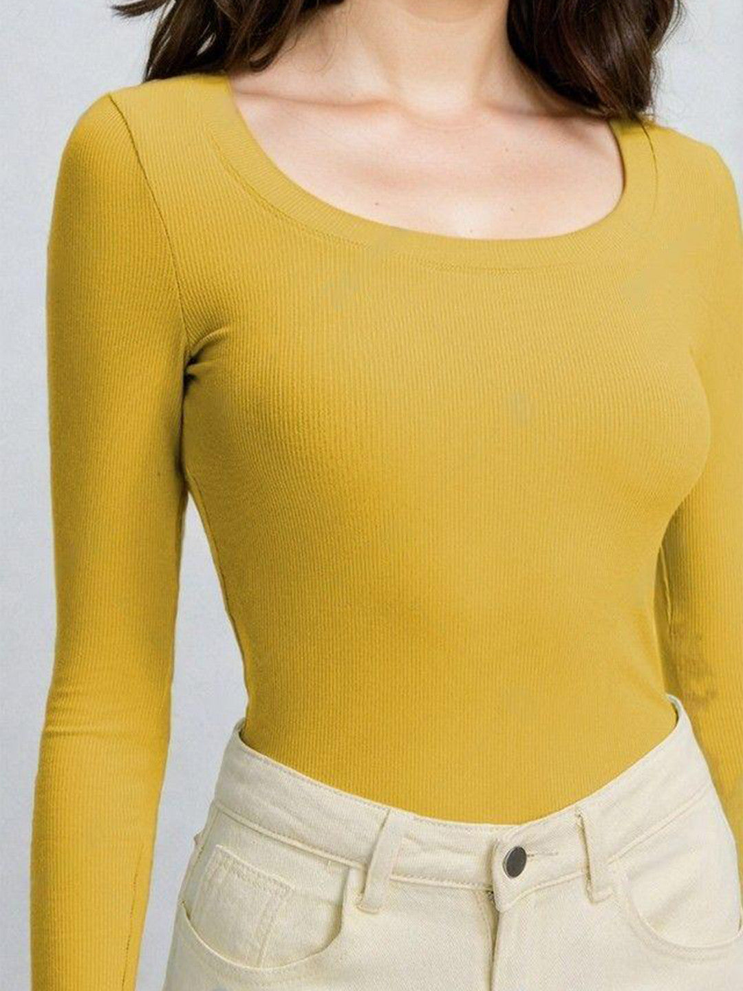 KOTTY Casual Solid Women Yellow Top 