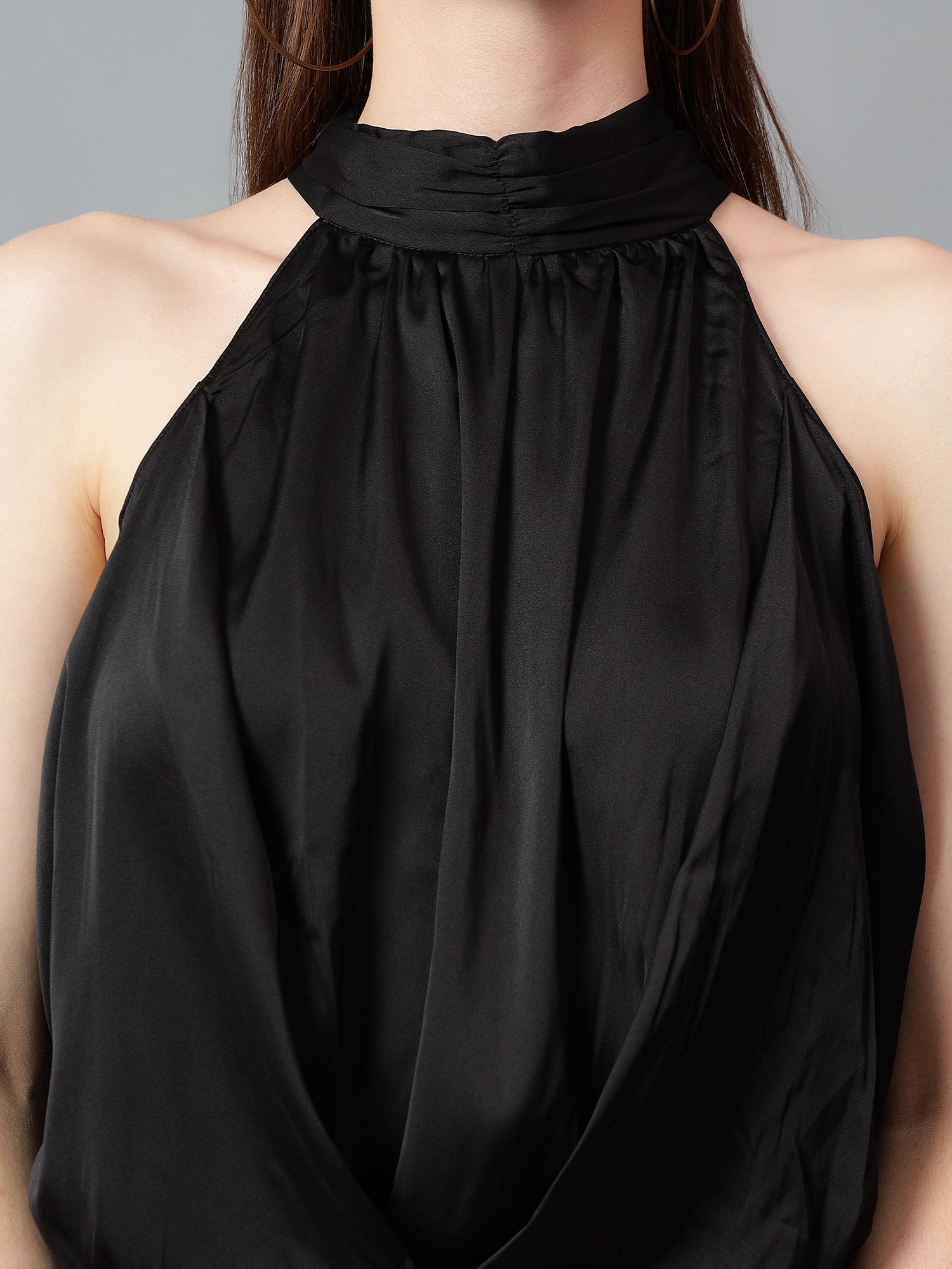 KOTTY Casual Solid Women Black Top 