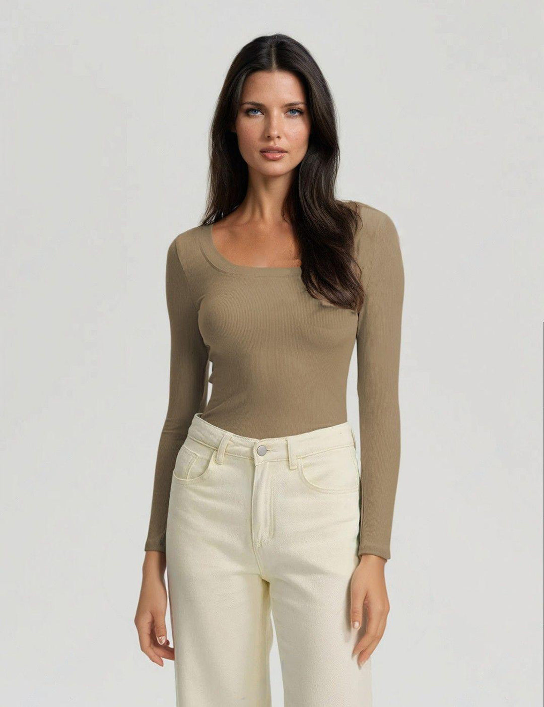 KOTTY Women's Slim Fit Long Sleeve Ribbed T-Shirt