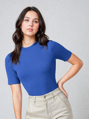 KOTTY Women's Slim Fit Half Sleeve Ribbed T-Shirt