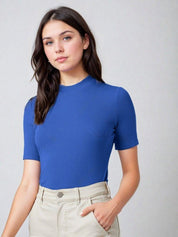KOTTY Women's Slim Fit Half Sleeve Ribbed T-Shirt