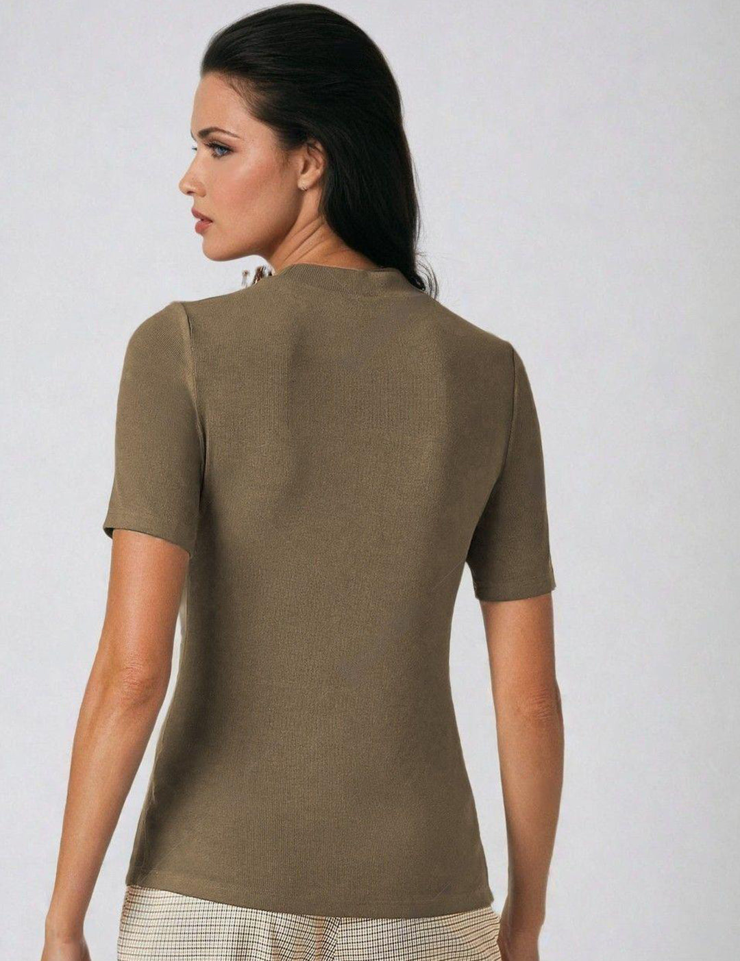 KOTTY Women's Slim Fit Half Sleeve Ribbed T-Shirt