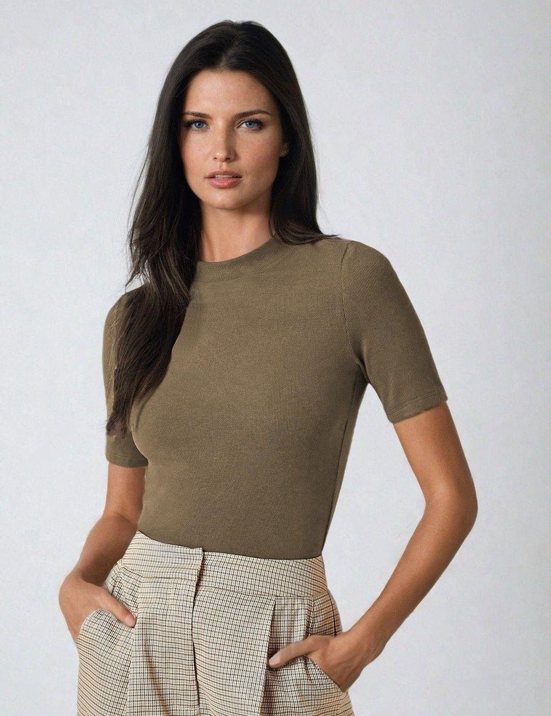 KOTTY Women's Slim Fit Half Sleeve Ribbed T-Shirt