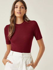 KOTTY Women's Slim Fit Half Sleeve Ribbed T-Shirt