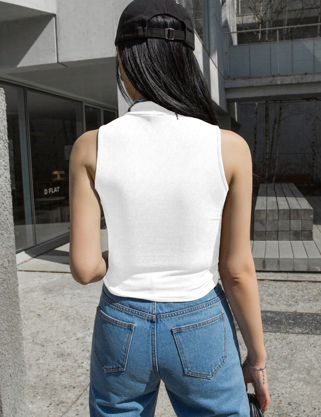 KOTTY Women's Slim Fit Sleeveles Ribbed T-Shirt