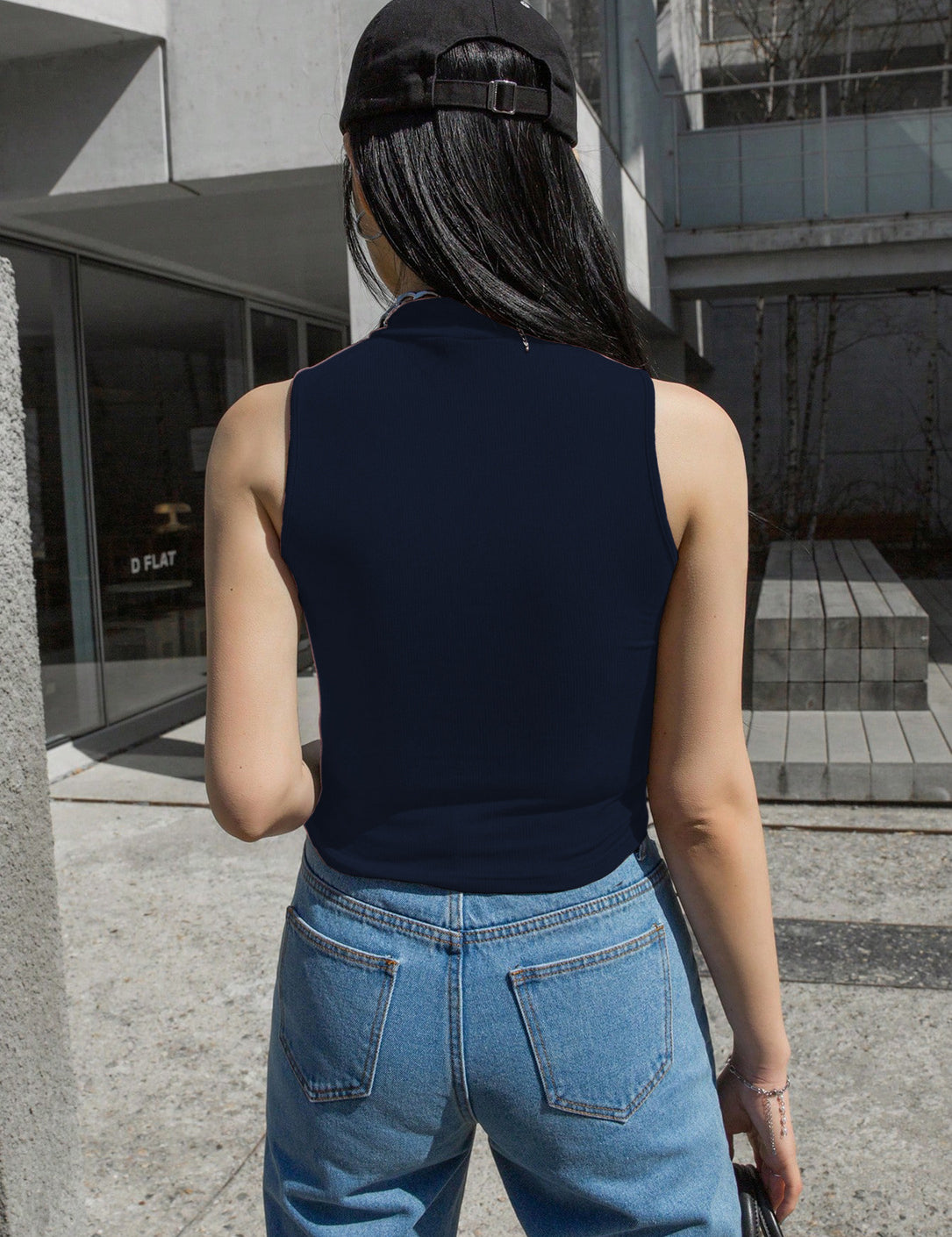 KOTTY Women's Slim Fit Sleeveles Ribbed T-Shirt