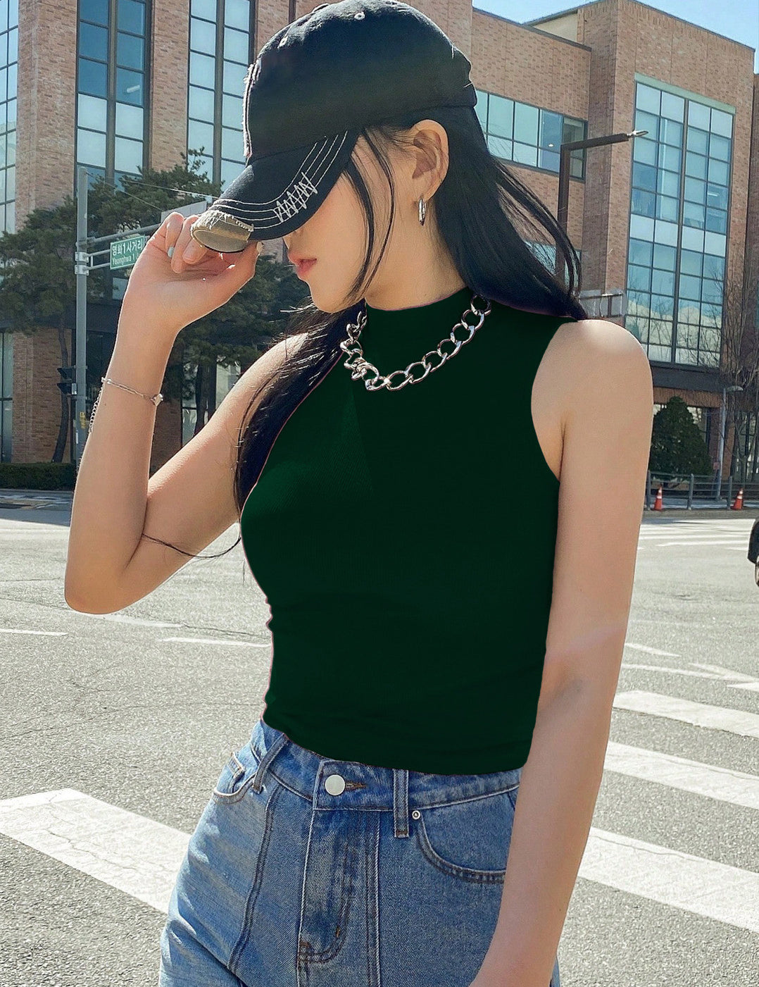 KOTTY Casual Solid Women Dark Green Top 