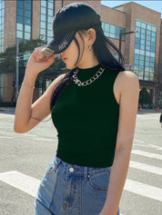 KOTTY Casual Solid Women Dark Green Top 