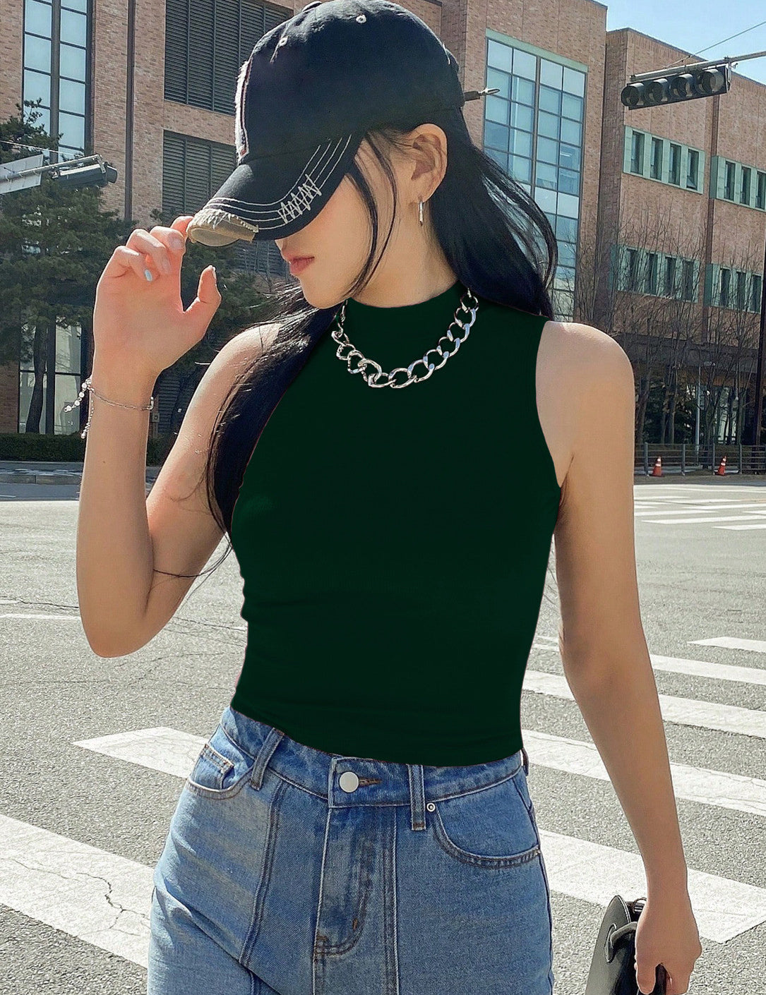 KOTTY Casual Solid Women Dark Green Top 