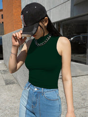 KOTTY Casual Solid Women Dark Green Top 