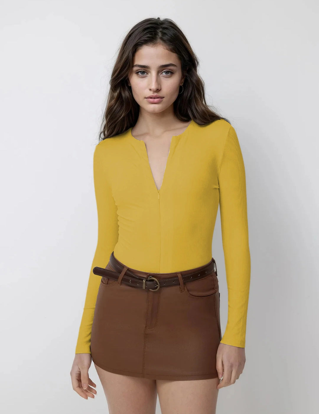 KOTTY Casual Solid Women Yellow Top 