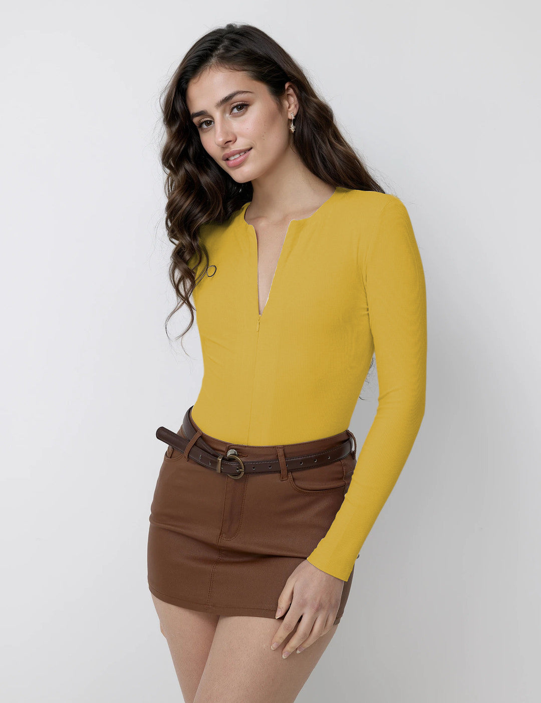 KOTTY Casual Solid Women Yellow Top 