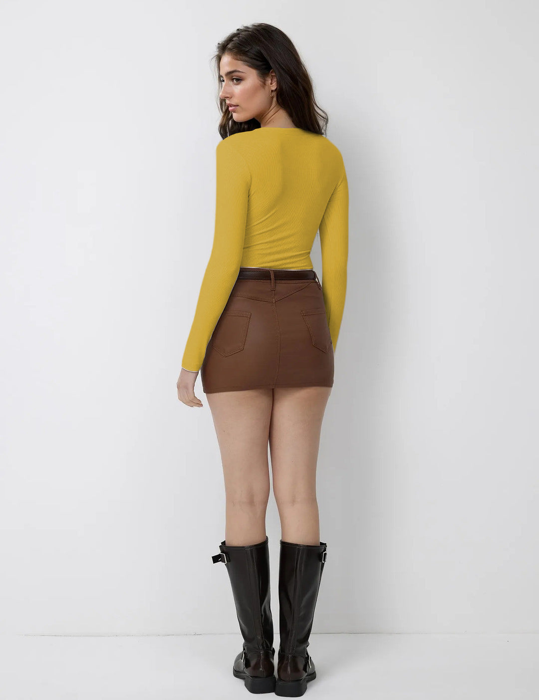 KOTTY Casual Solid Women Yellow Top 