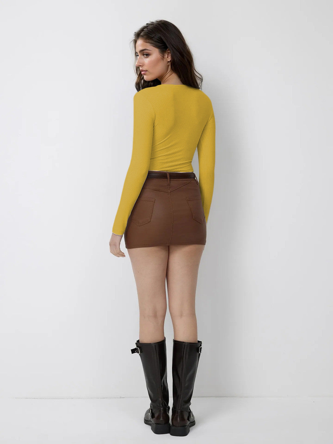 KOTTY Casual Solid Women Yellow Top 