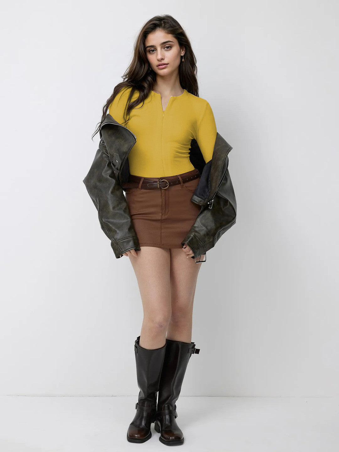 KOTTY Casual Solid Women Yellow Top 