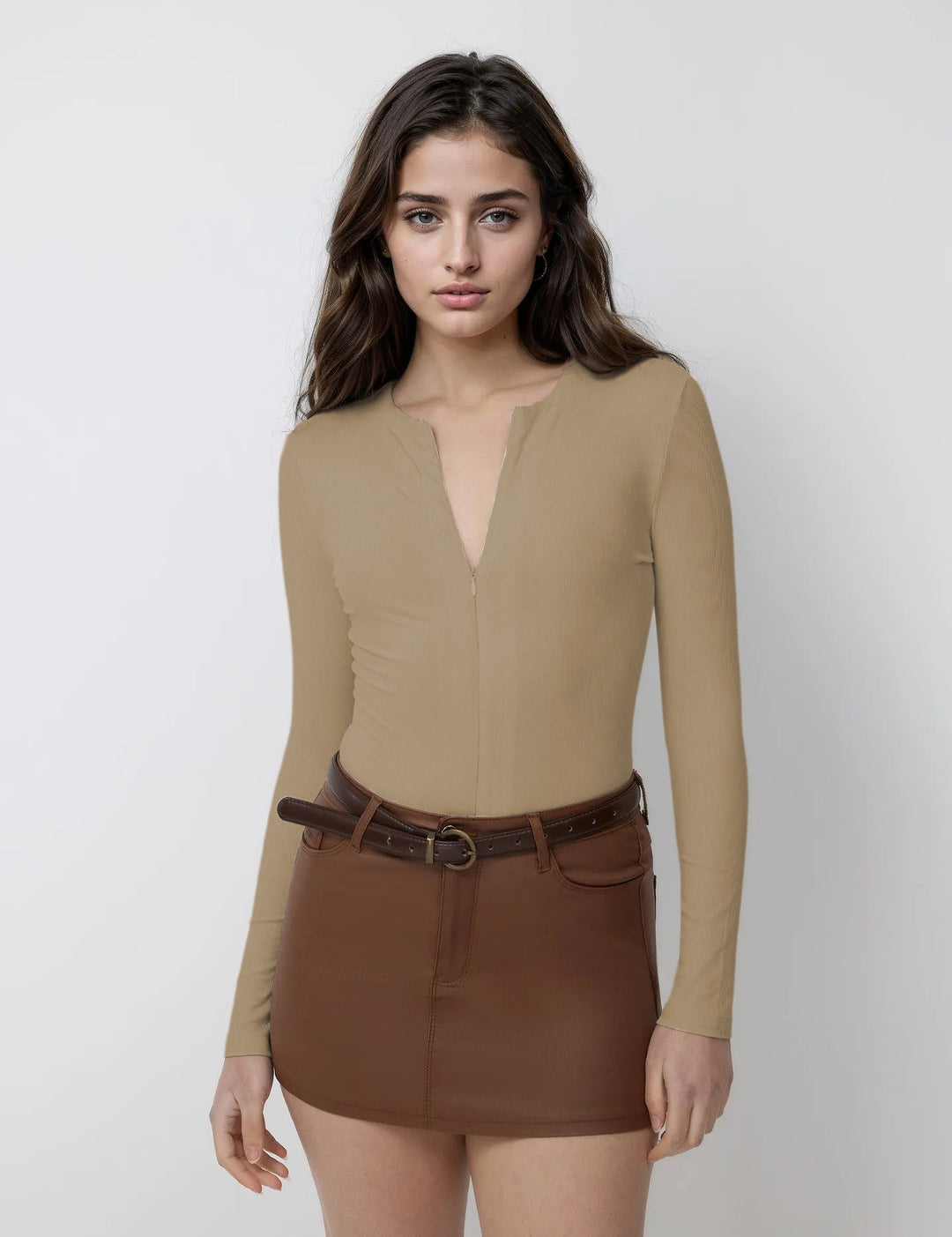 KOTTY Casual Solid Women Brown Top 