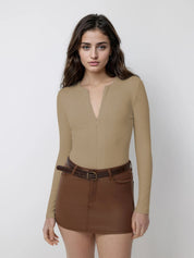 KOTTY Casual Solid Women Brown Top 