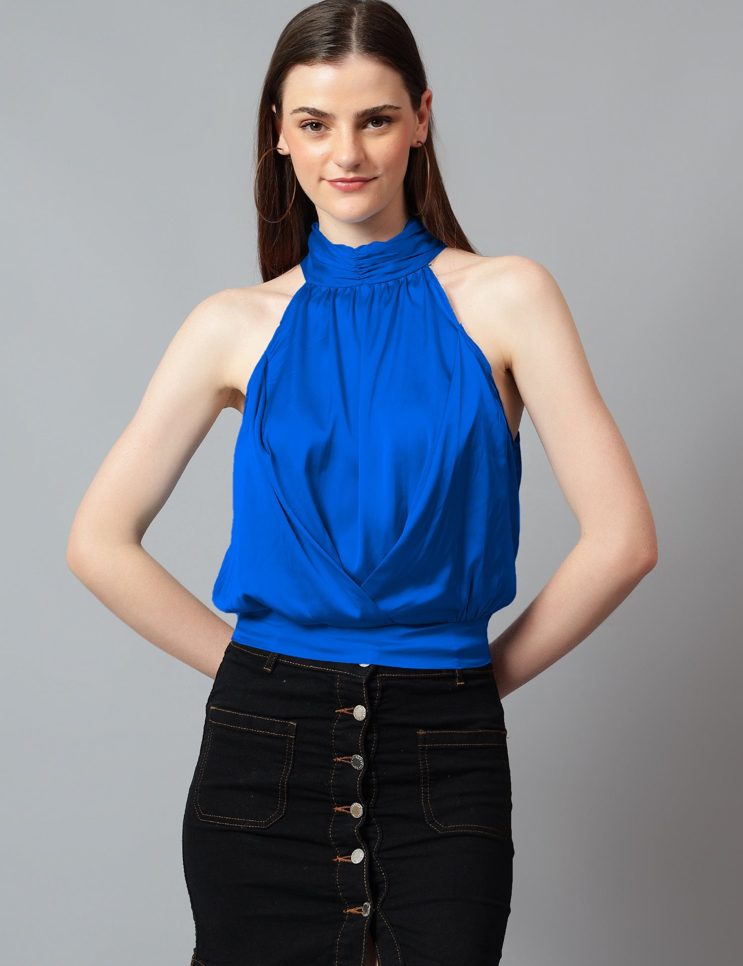KOTTY Casual Solid Women Blue Top 