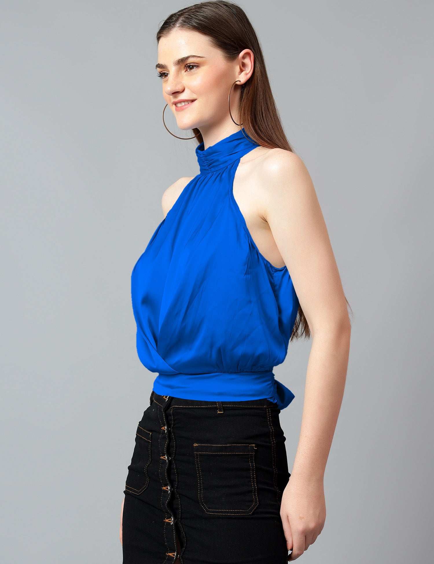 KOTTY Casual Solid Women Blue Top 