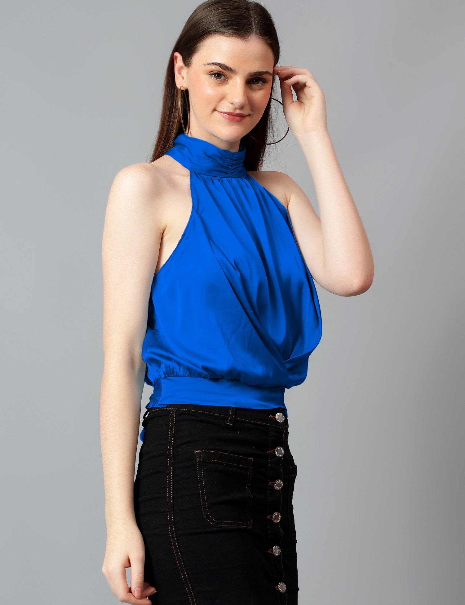 KOTTY Casual Solid Women Blue Top 