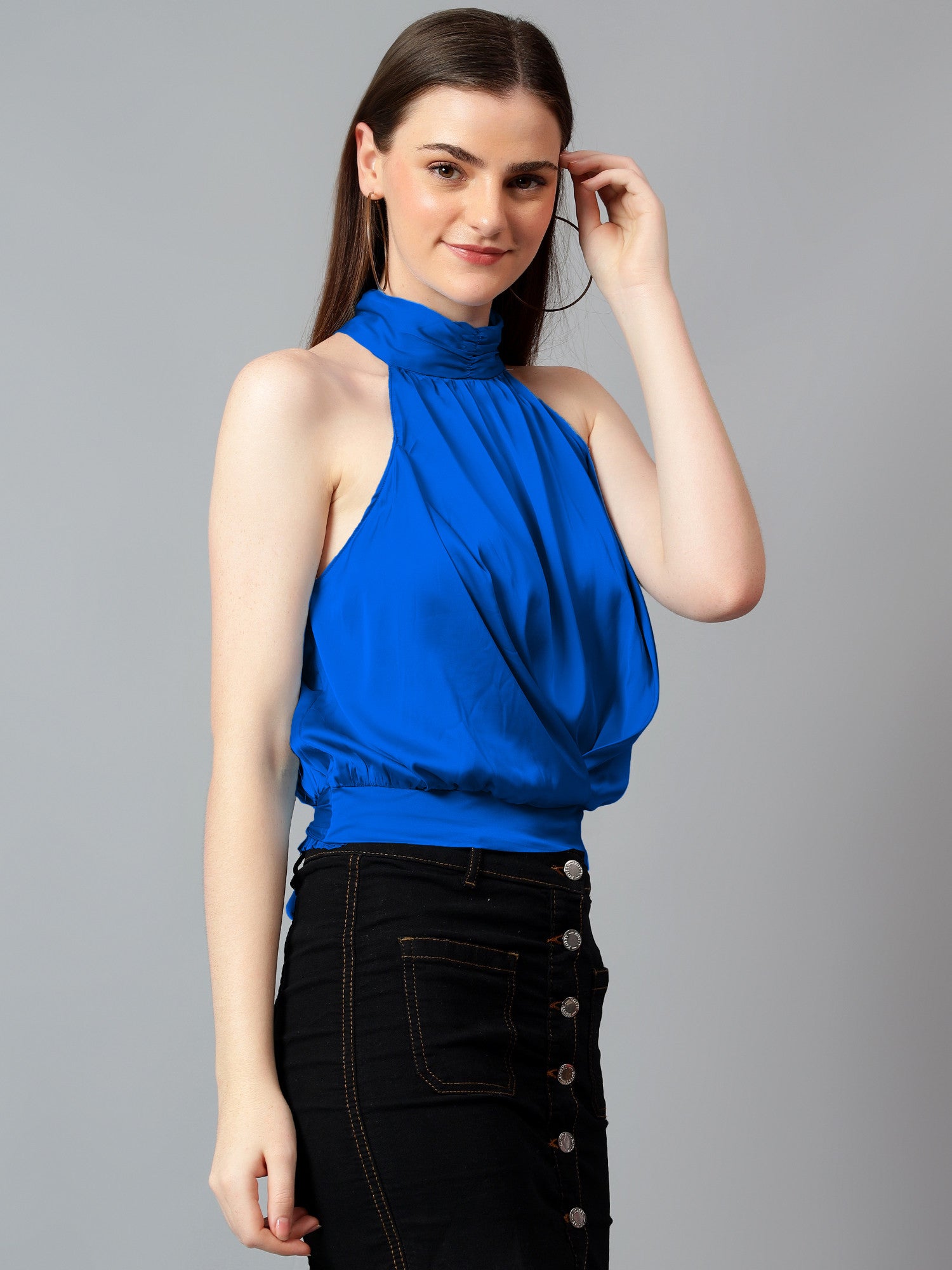 KOTTY Casual Solid Women Blue Top 