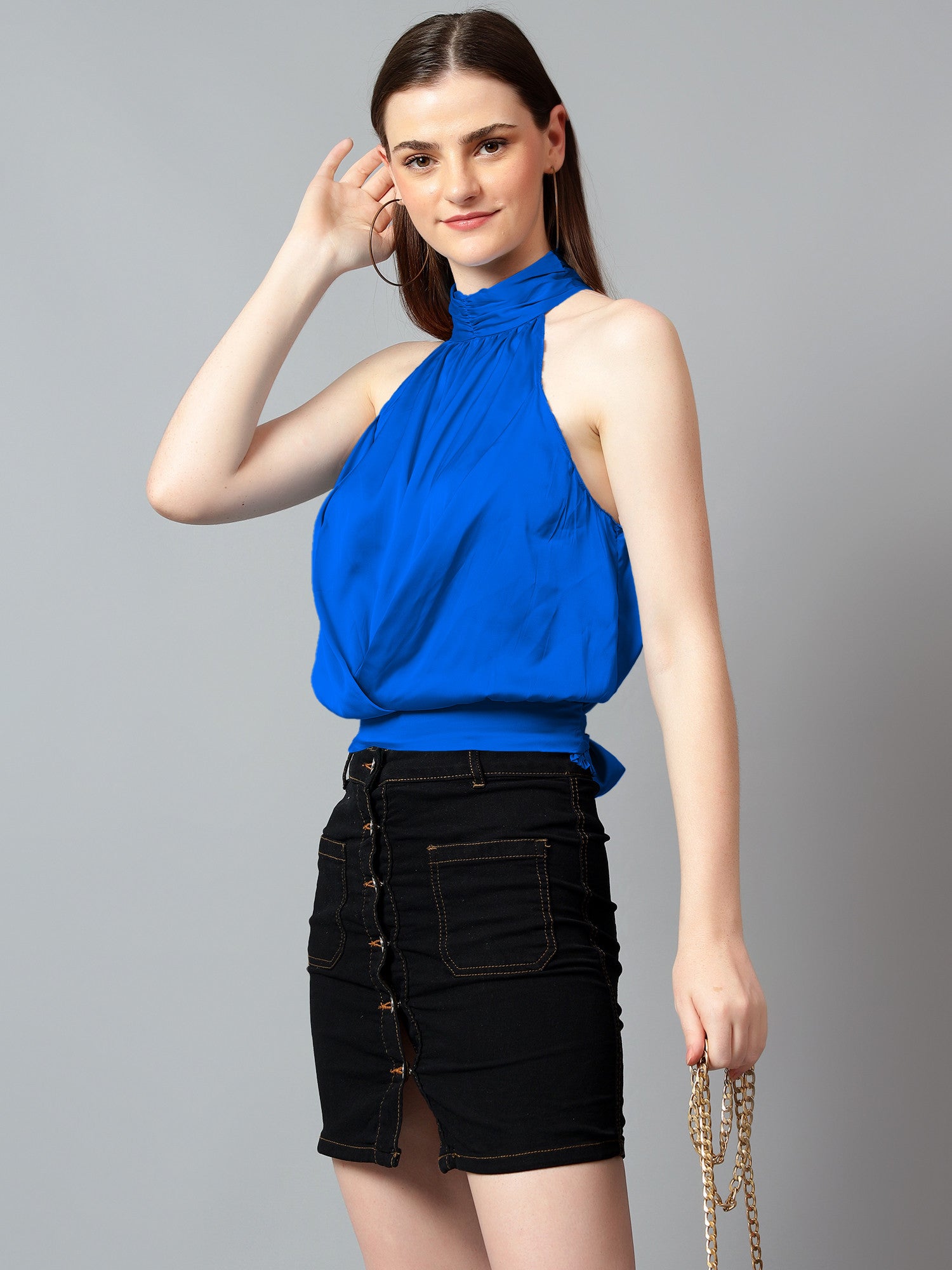 KOTTY Casual Solid Women Blue Top 