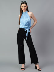 KOTTY Casual Solid Women Light Blue Top 