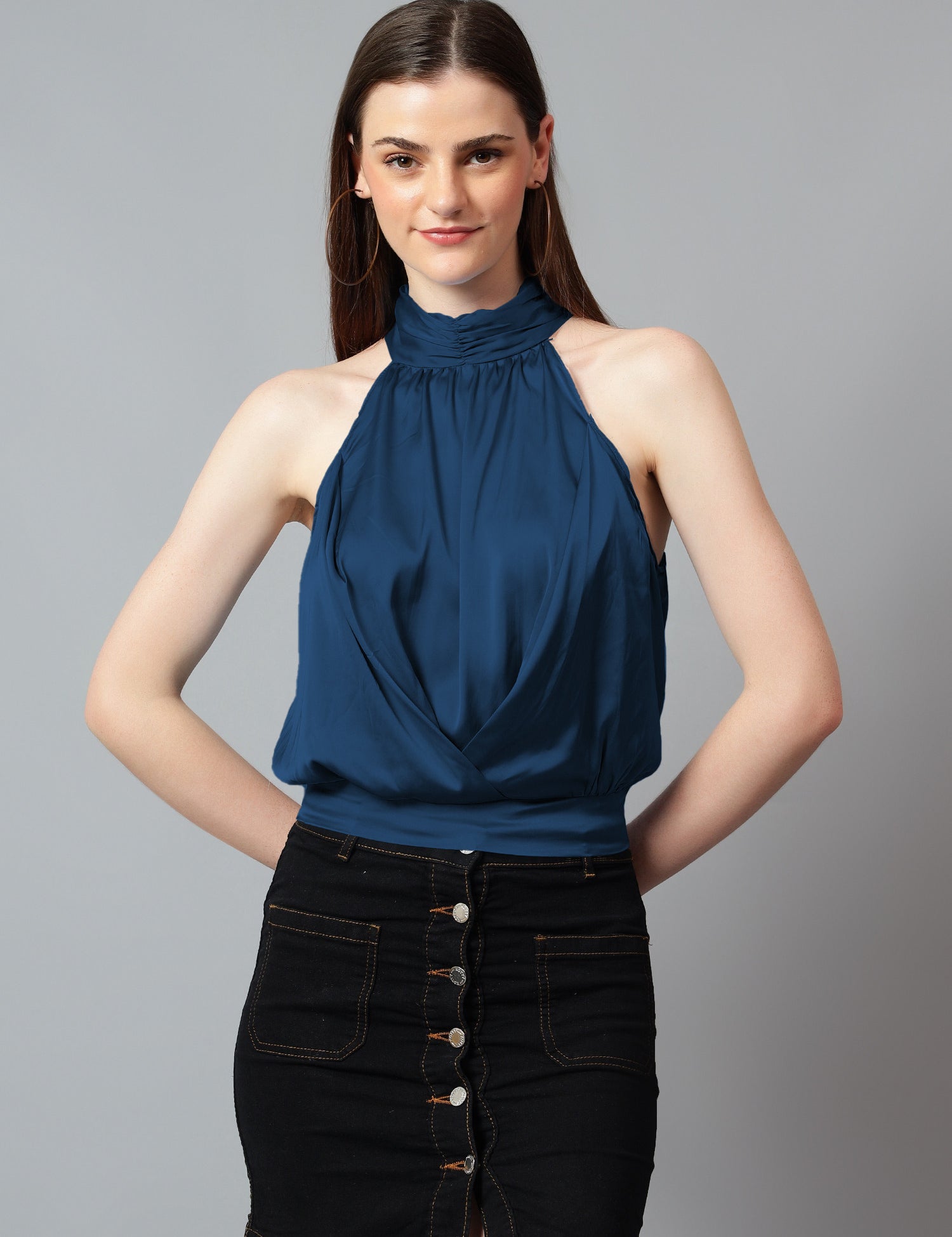 KOTTY Casual Solid Women Blue Top 