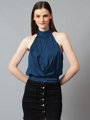 KOTTY Casual Solid Women Blue Top 