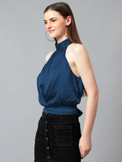 KOTTY Casual Solid Women Blue Top 
