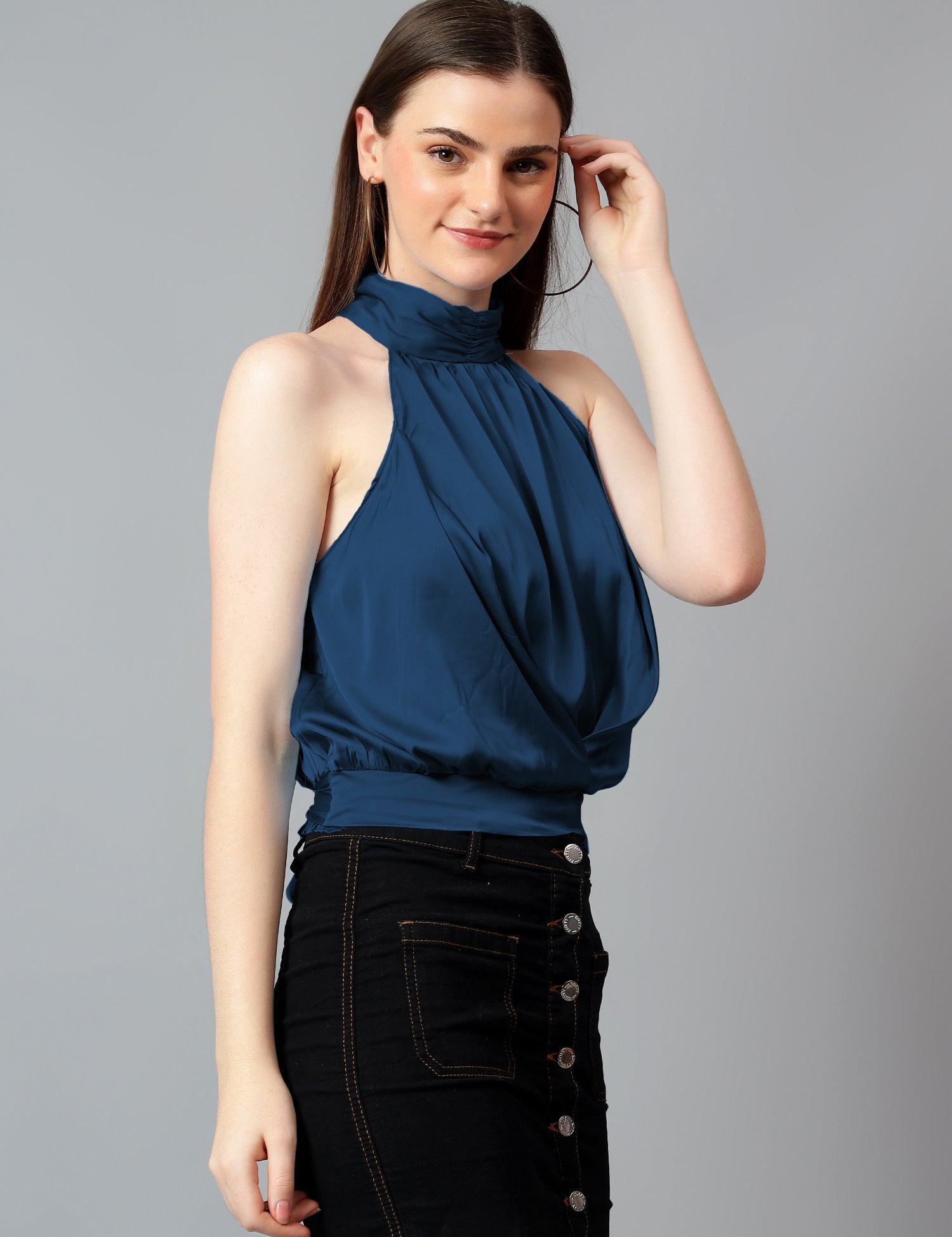 KOTTY Casual Solid Women Blue Top 