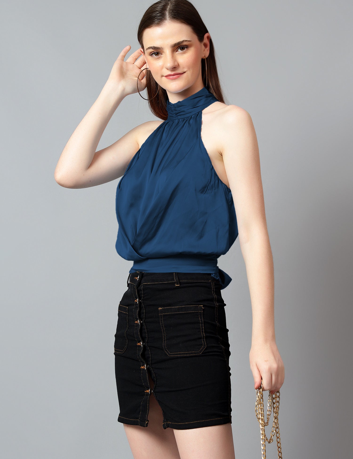KOTTY Casual Solid Women Blue Top 