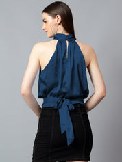 KOTTY Casual Solid Women Blue Top 