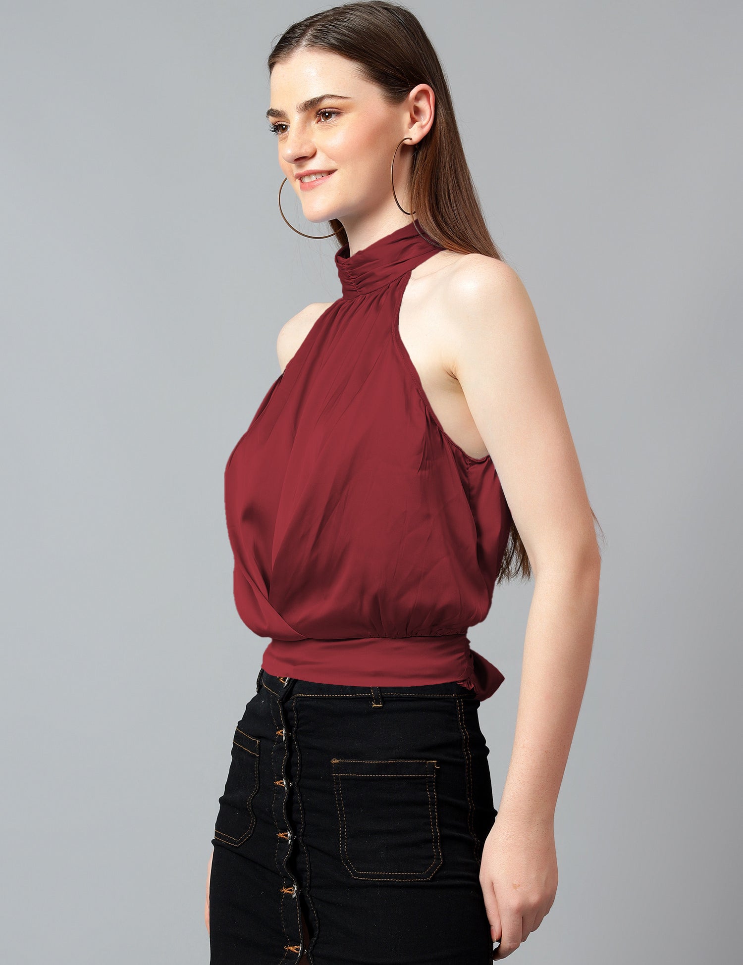 KOTTY Casual Solid Women Maroon Top 