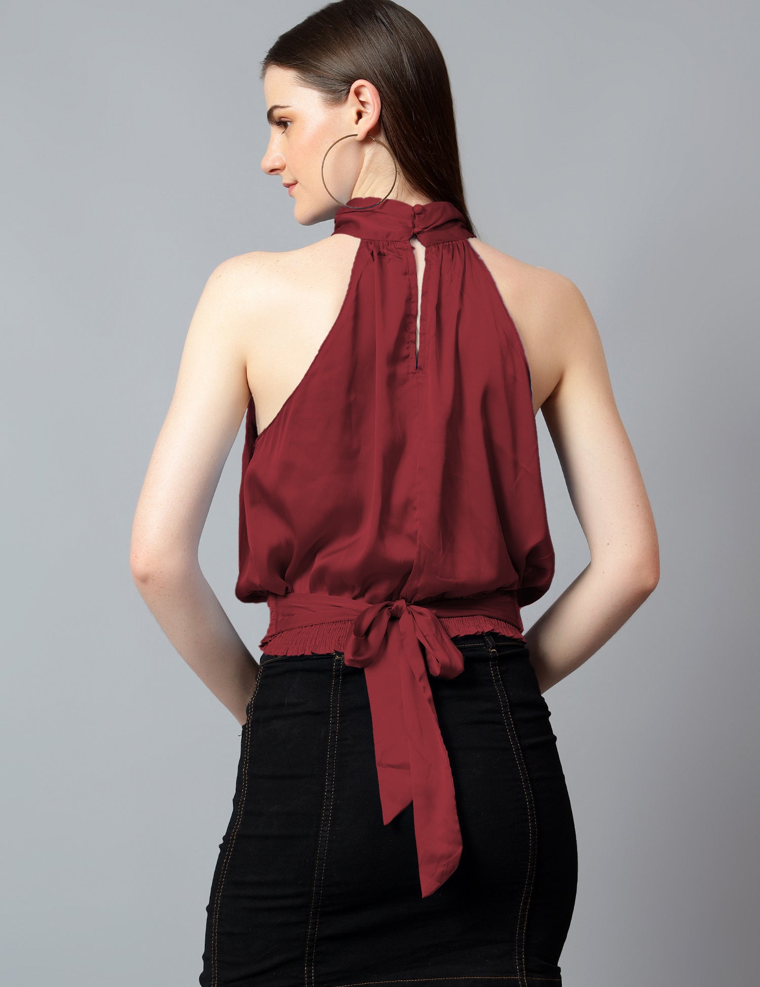 KOTTY Casual Solid Women Maroon Top 