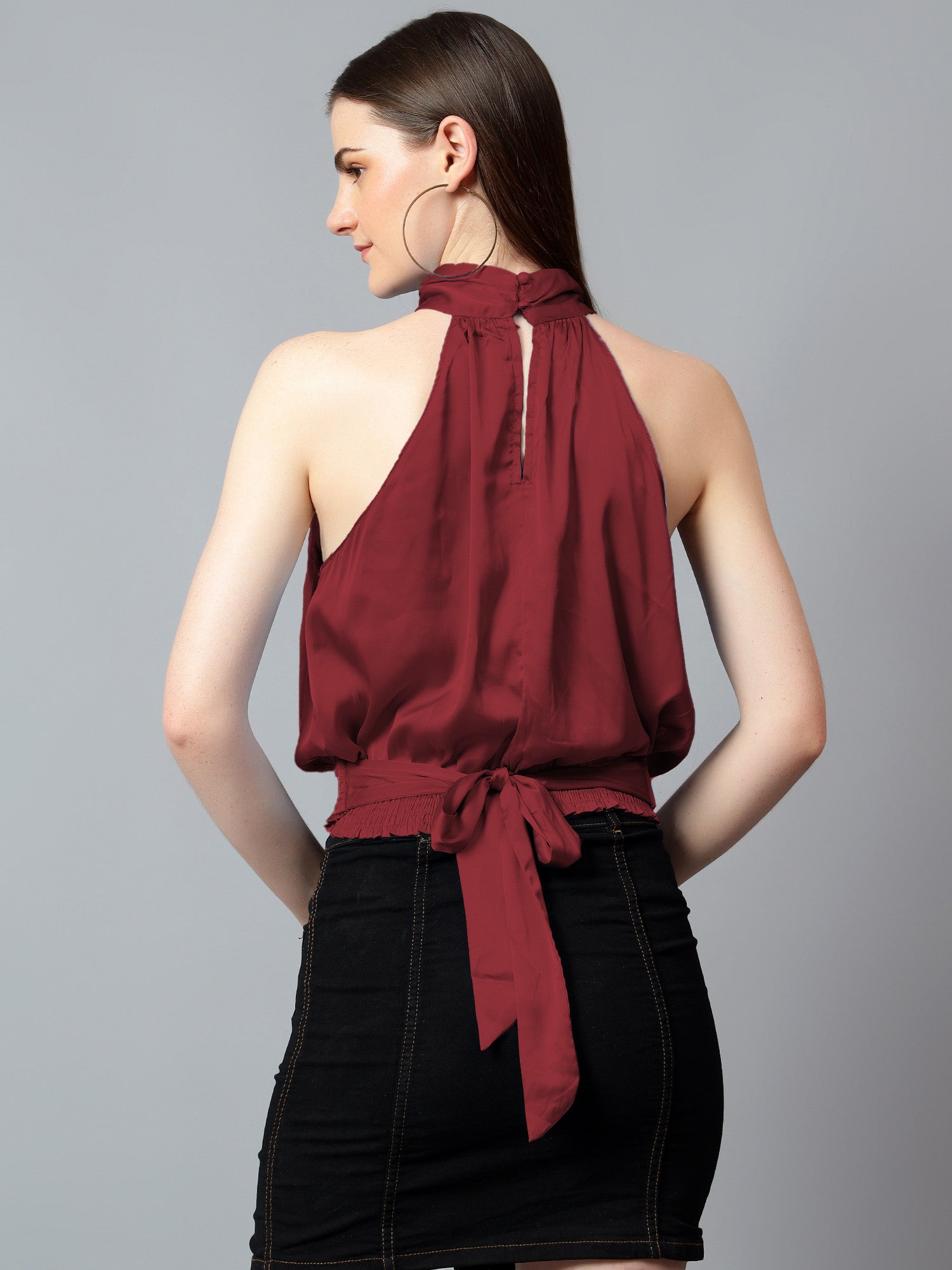 KOTTY Casual Solid Women Maroon Top 