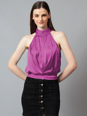 KOTTY Casual Solid Women Purple Top 