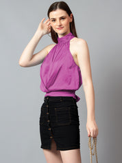 KOTTY Casual Solid Women Purple Top 