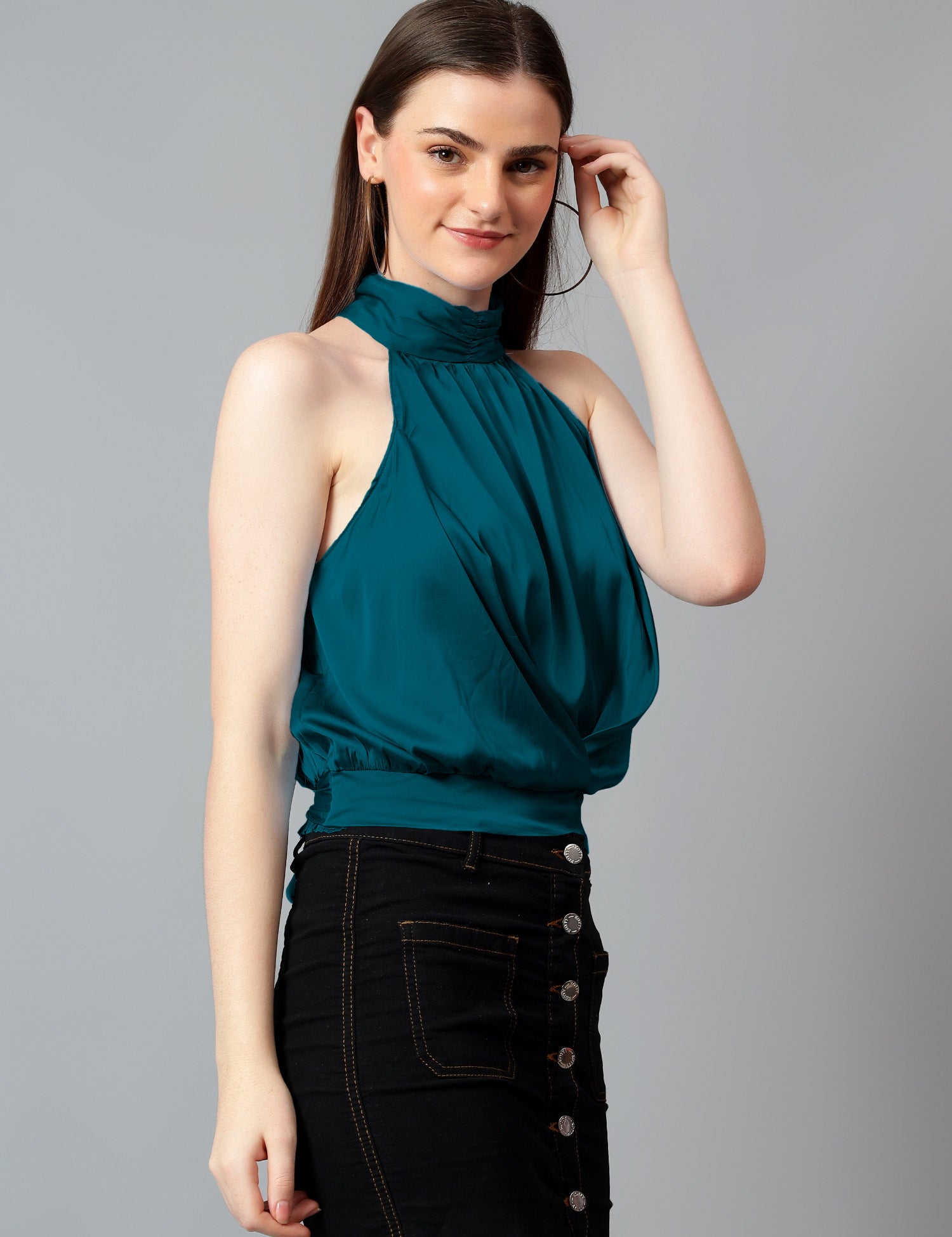 KOTTY Casual Solid Women Blue Top 